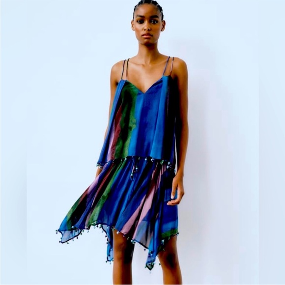 NWOT Zara Beaded asymmetrical Skirt - Picture 2 of 7